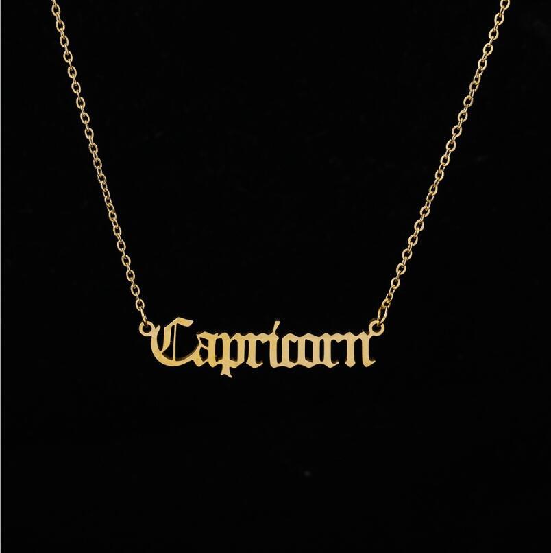 Wholesale Stainless Steel 12 Constellations English Letter Necklace